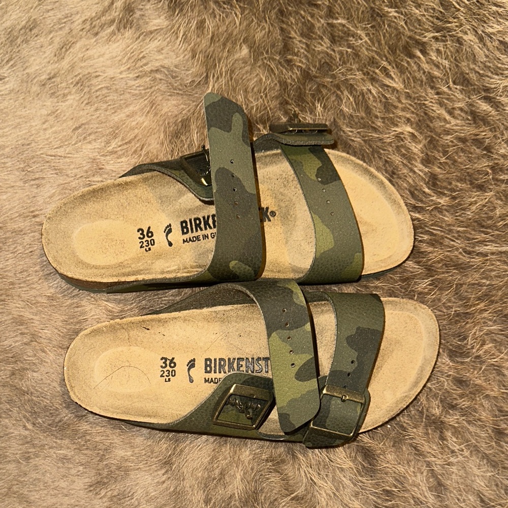 Birkenstock Arizona Camouflage Sandals - Olive & Brown